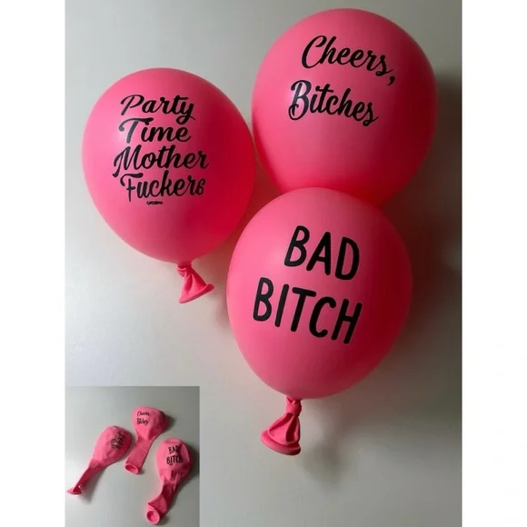 Neon Pink Funny Party Balloons Set of 3 Bachelorette Birthday Decor Crassholes
