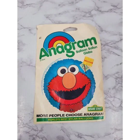Elmo Sesame Street Blue Red Mylar Foil Party Balloon Graphic Vintage 90s