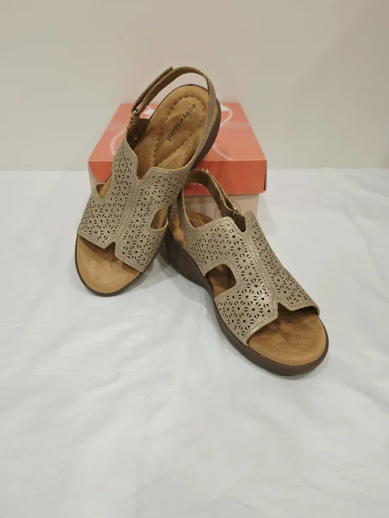 Easy Spirit Gold Kali Laser-Cut Wedge Sandals