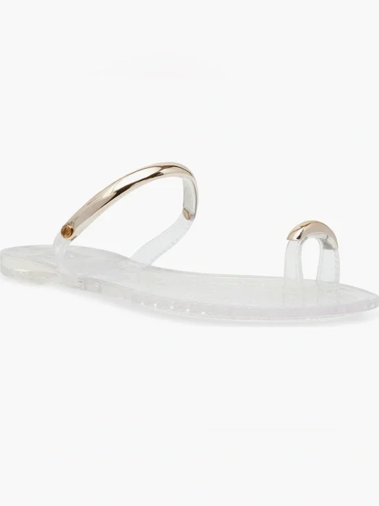 DV by Dolce Vita Clear Jelly Toe-Ring Sandals with Gold Accents