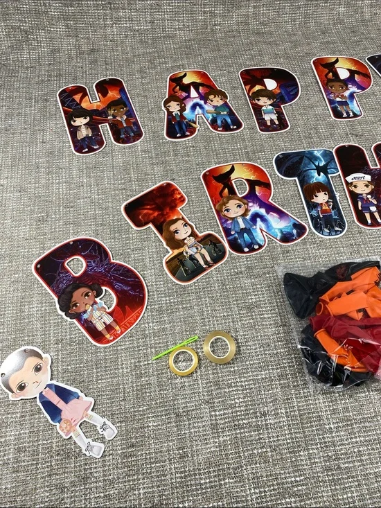 Stranger things happy Birthday Banner Letters - Multi-Color set