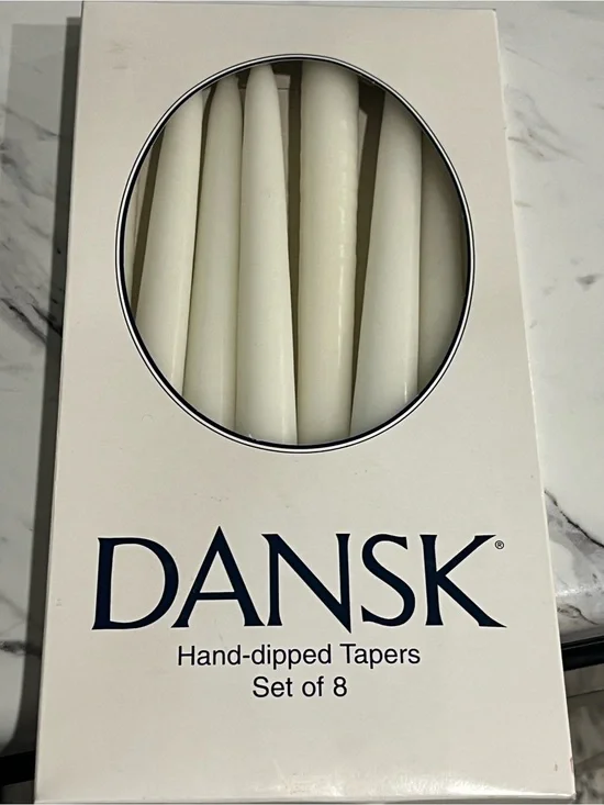 Dansk White Hand-Dipped Taper Candles - Set of 8