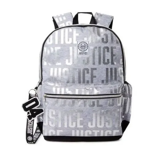 NEW Girls Justice Backpack.  School Bag book bag Silver, Gray