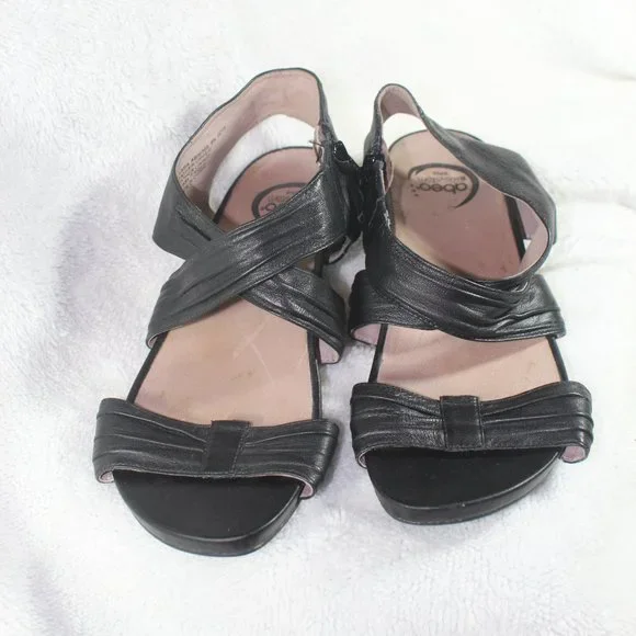 ABEO Women's Size 9 Black Leather ILLYSA BIOSystem Sandals EUC