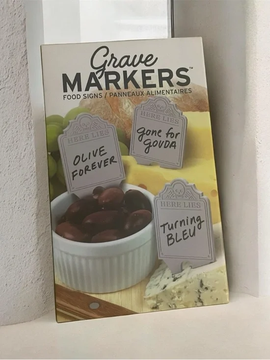 Fred Grave Markers Food Signs - Gray and Cream