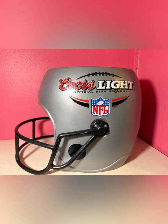 VINTAGE Coors Light NFL Silver Helmet Beer Bucket Collectible Football Decor GUC