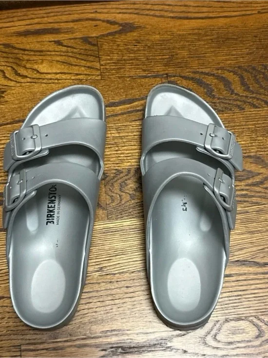Birkenstock Silver Double Buckle EVA Sandals