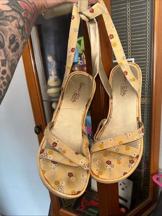 Skechers Yellow Floral Slingback Sandals