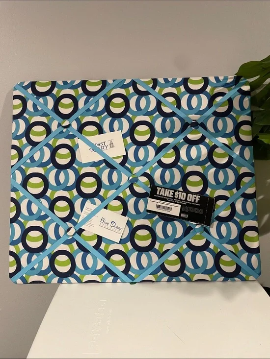 Teal & Navy Ribbon Fabric Memo Board