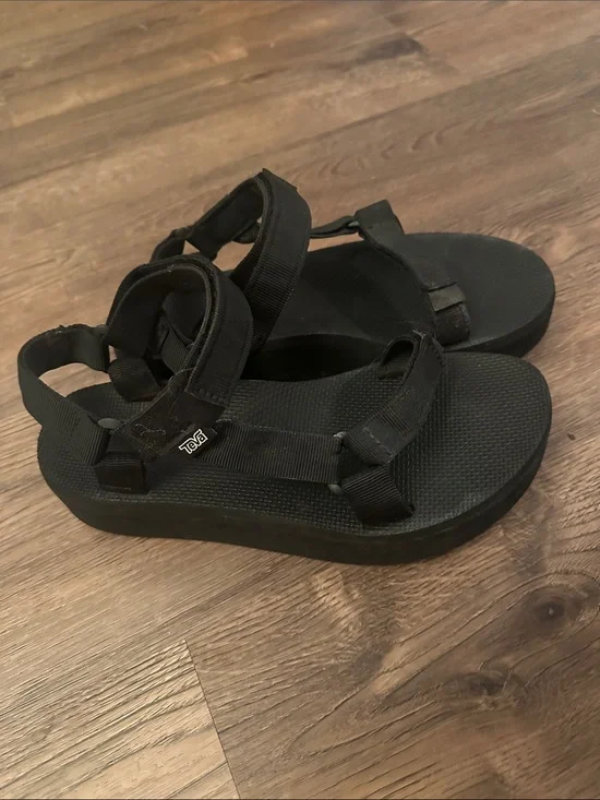 Teva Black Platform Sport Sandals