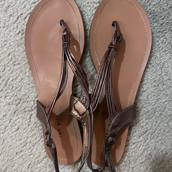 Madden Girl Metallic Bronze T-Strap Sandals