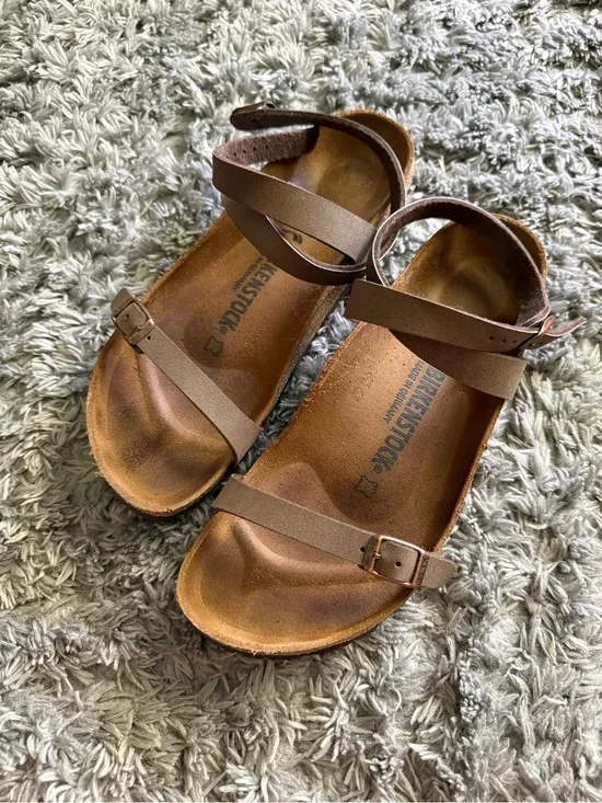 Birkenstock Brown Leather Ankle-Strap Sandals