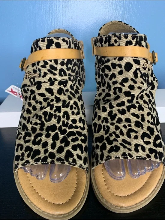 Blowfish Leopard Print Sandals with Tan Straps