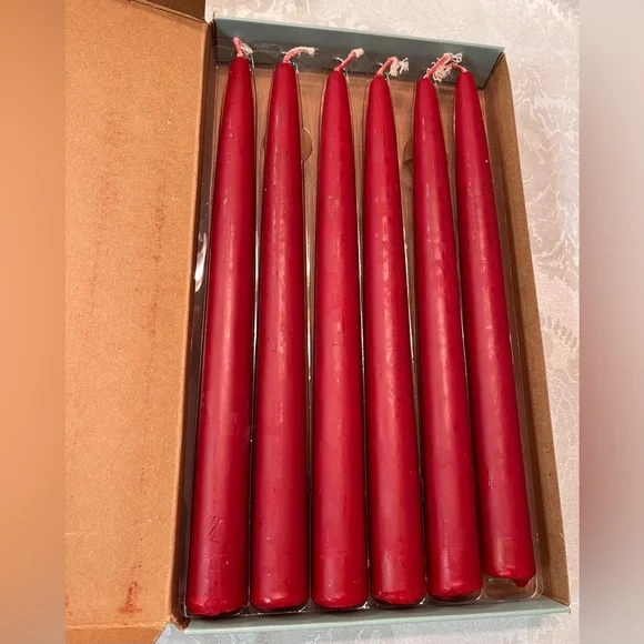 💕 $5 for $25 💕 PartyLite Red Taper Candles - Set of 6 Unscented Hand-Dipped 10”