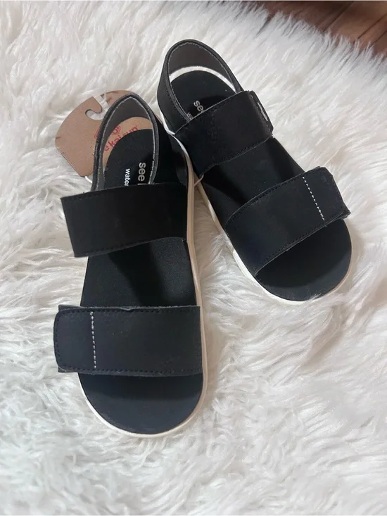 See Kai Run Black Velcro Strap Sandals for Kids