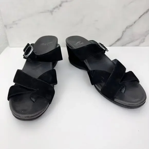 Dansko Womens Aubree Nubuck Sandal Sz 42 / 11.5-12 Leather Comfort Minimal Black