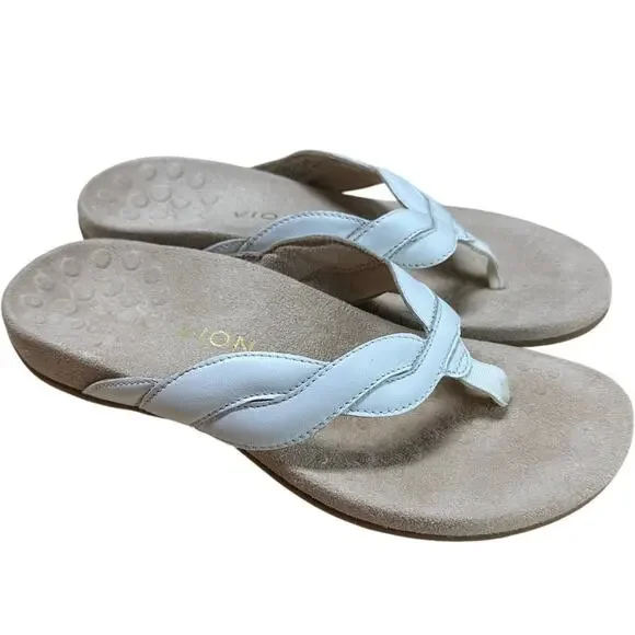 Vionic Bella Braid White Leather Sandal Women's Sz 6.5 New Without Box Condition
