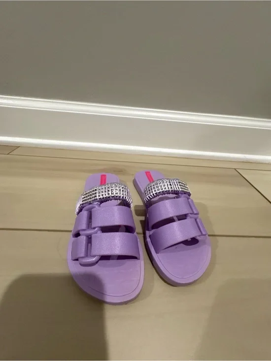 Ipanema Kids Purple Rhinestone Slide Sandals Size 11 Semijoia Nova Bling Straps
