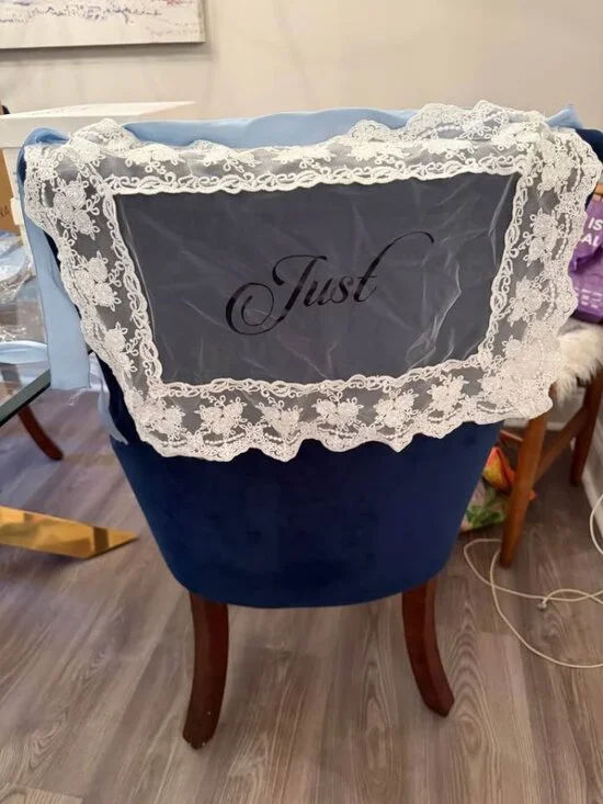 Just Married wedding chair set sign