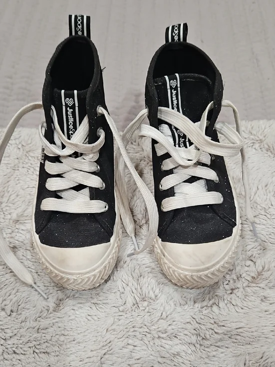 Justice Kids Black and White High-Top Sneakers