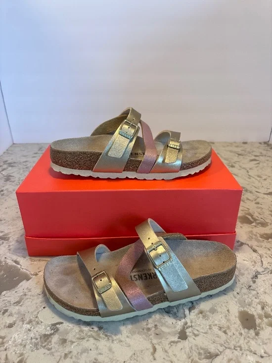 Women’s Birkenstock Salina Gold Pink Burko Flor Sandals  36