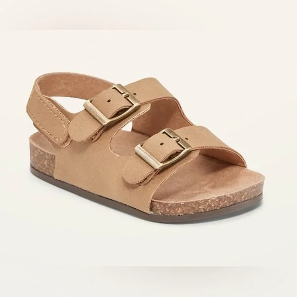 Old Navy Light Beige Faux-Suede Double-Buckle Sandals - 6-12M