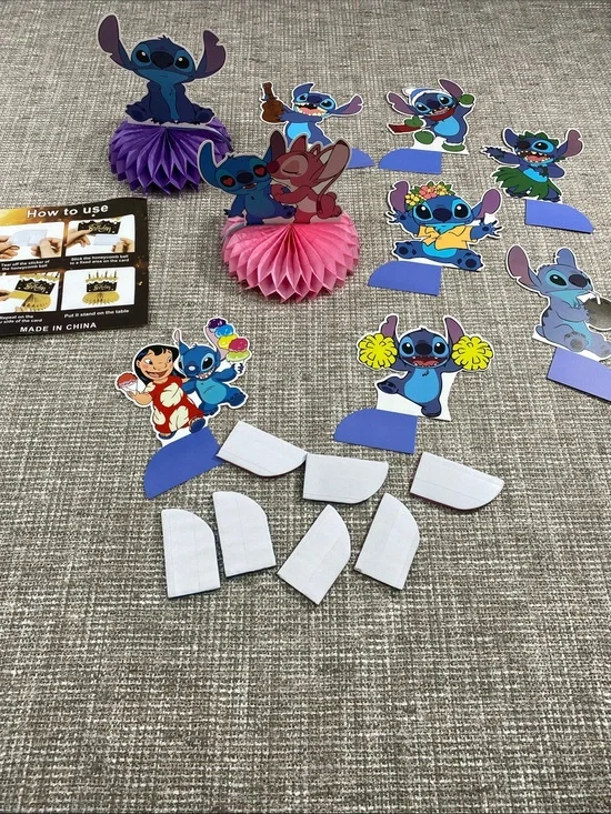 Lilo & Stitch Party table Toppers - Blue & Purple new 9 count