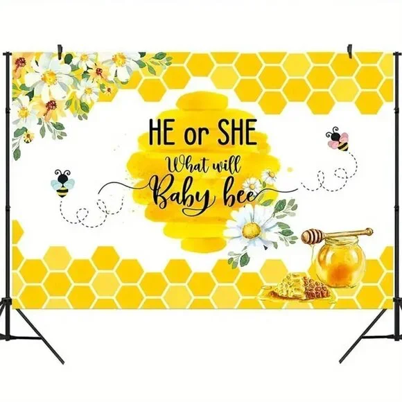 Honey Bee Gender Reveal Photography Backdrop
