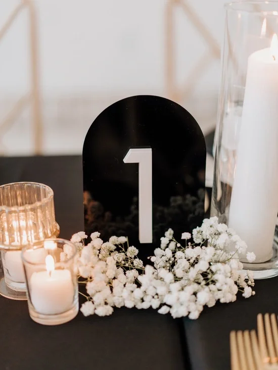Set of Black Arched Number Plaques with White Numbers (1-10)