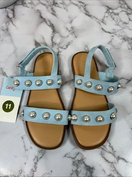 Cat & Jack Light Blue Pearl-Stud Sandals Various Sizes