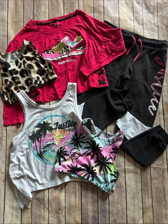 Justice Girls Pink, Black, White & Multicolor Matching Set