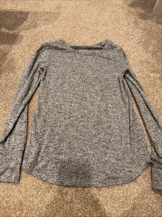 Justice Gray Marled Long Sleeve Top
