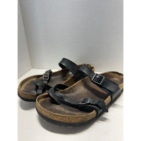 Birkenstock Mayari Black Birko-Flor Toe Loop Strappy Sandals Womens 41 10