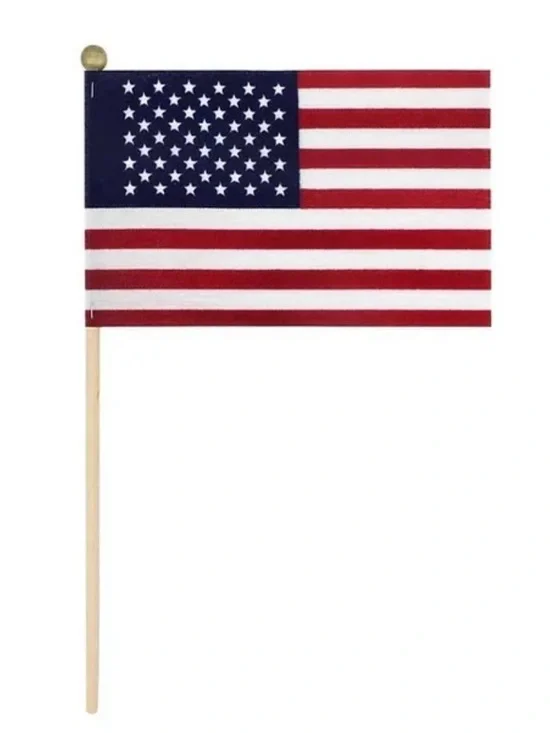 Set of 20 Patriotic Small American Hand  Stick Flag With Gold Ball Tip 4x6”