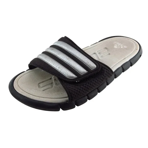 Adidas Girls Slide Sandals Size‎ 2 Black Synthetic Adjustable Strap Lightweight