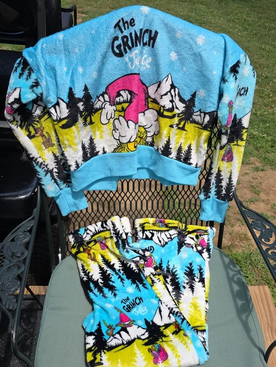 Justice The Grinch Blue Yellow Black Pink Pajama Set