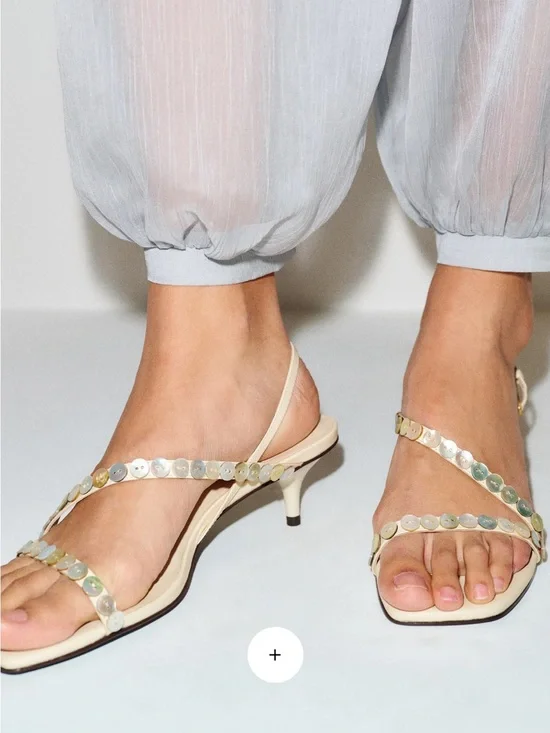 Reformation Shoshana Heeled Sandal Ivory - Size 9
