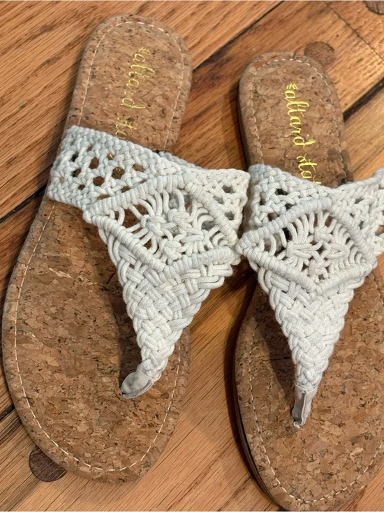 Altar’d State White Macramé Cork Boho hippie Thong Sandals - Women 8.5