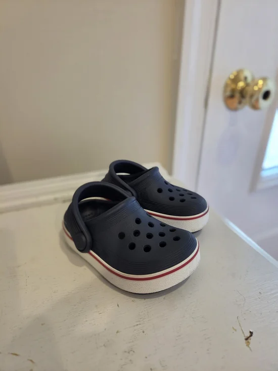 CROCS Kids Navy Clog with White & Red Trim