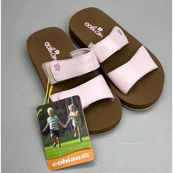 Cobian Kids Pink Double-Strap Slide Sandals