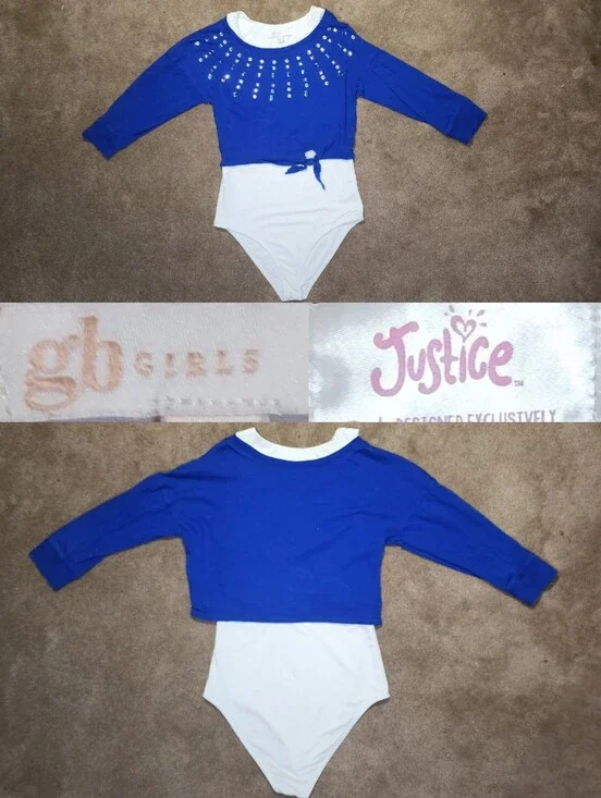 Kids Blue & White 3/4 Sleeve Top Sz 7
