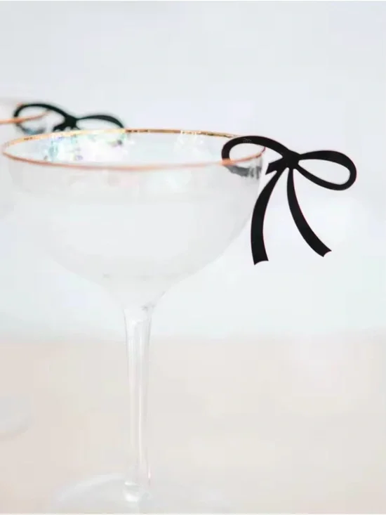 50 Black Bow Drink Tag