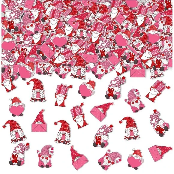 600pc Valentines Gnomes Confetti Pink Red Table Decorations Party Decor 3 Packs