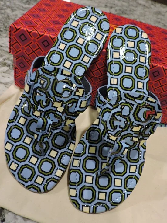 NIB Tory Burch Sandals - Light Chambray Octagon Miller - Size 8