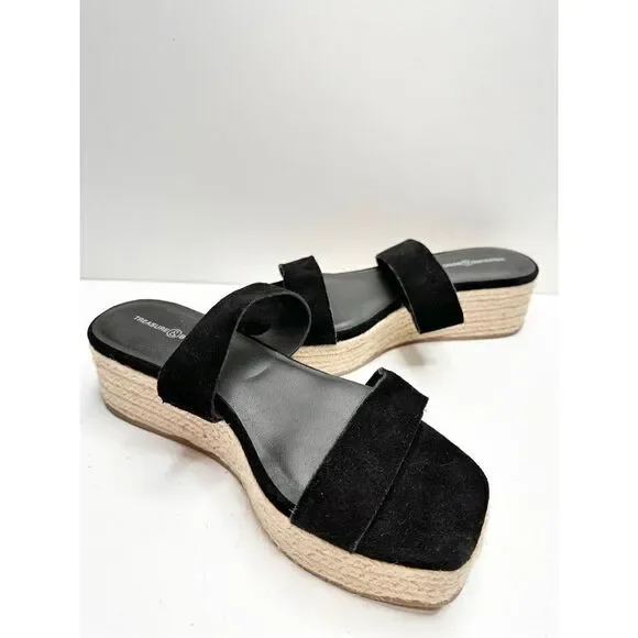 Treasure & Bond Sandals Womens Size 8.5‎ Suede Upper Black Platform Espadrille