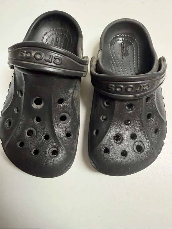 CROCS Kids Black Vented Clogs with Heel Strap