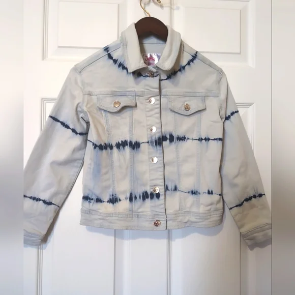 Justice Denim Blue Tie Sye Jean Jacket Girls‎ Size 10