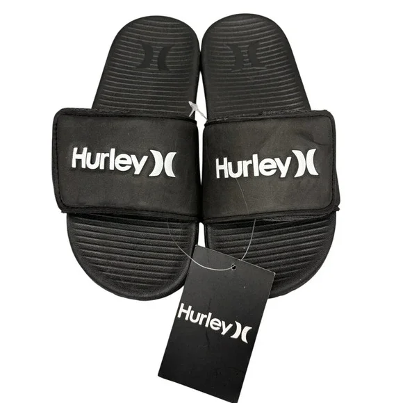 Hurley Kids Black Slide Sandals Cushioned‎ Slip On Sz 13 / #S8208
