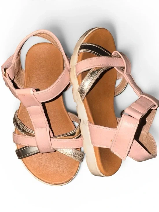 Tahari Pink and Metallic Gold Kids Sandals
