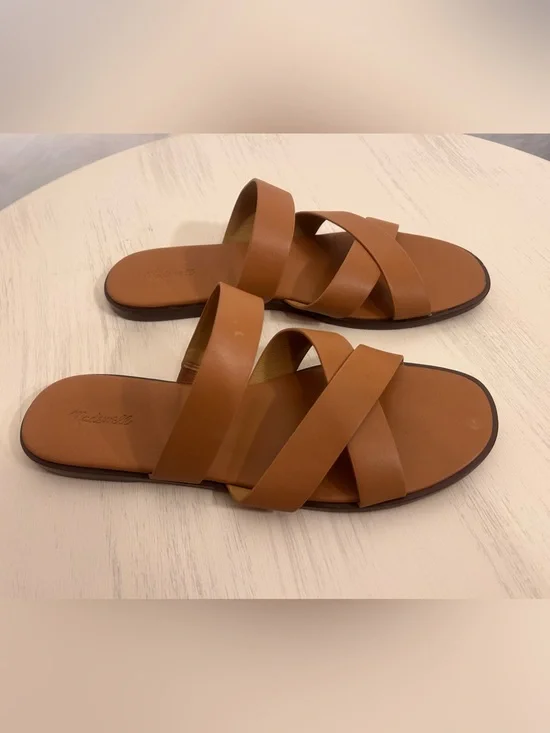 Madewell Cognac Crisscross Slide Sandals